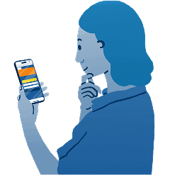 Person checking phone for MOT