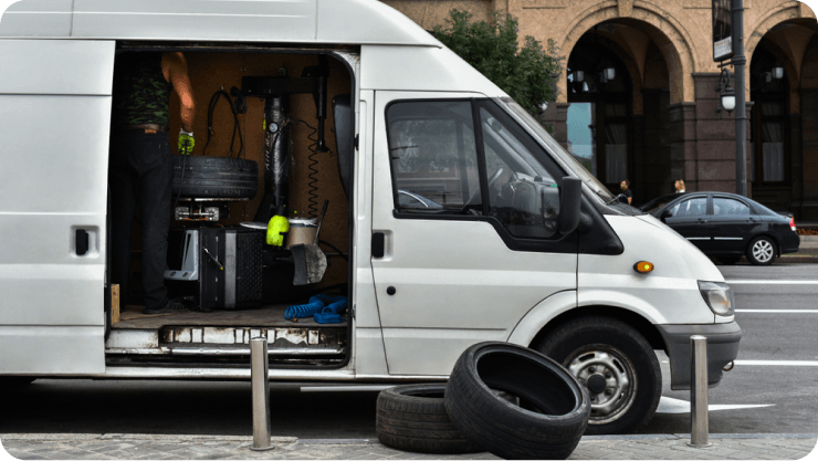 Van with side door open