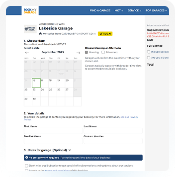 Receiving bookings interface