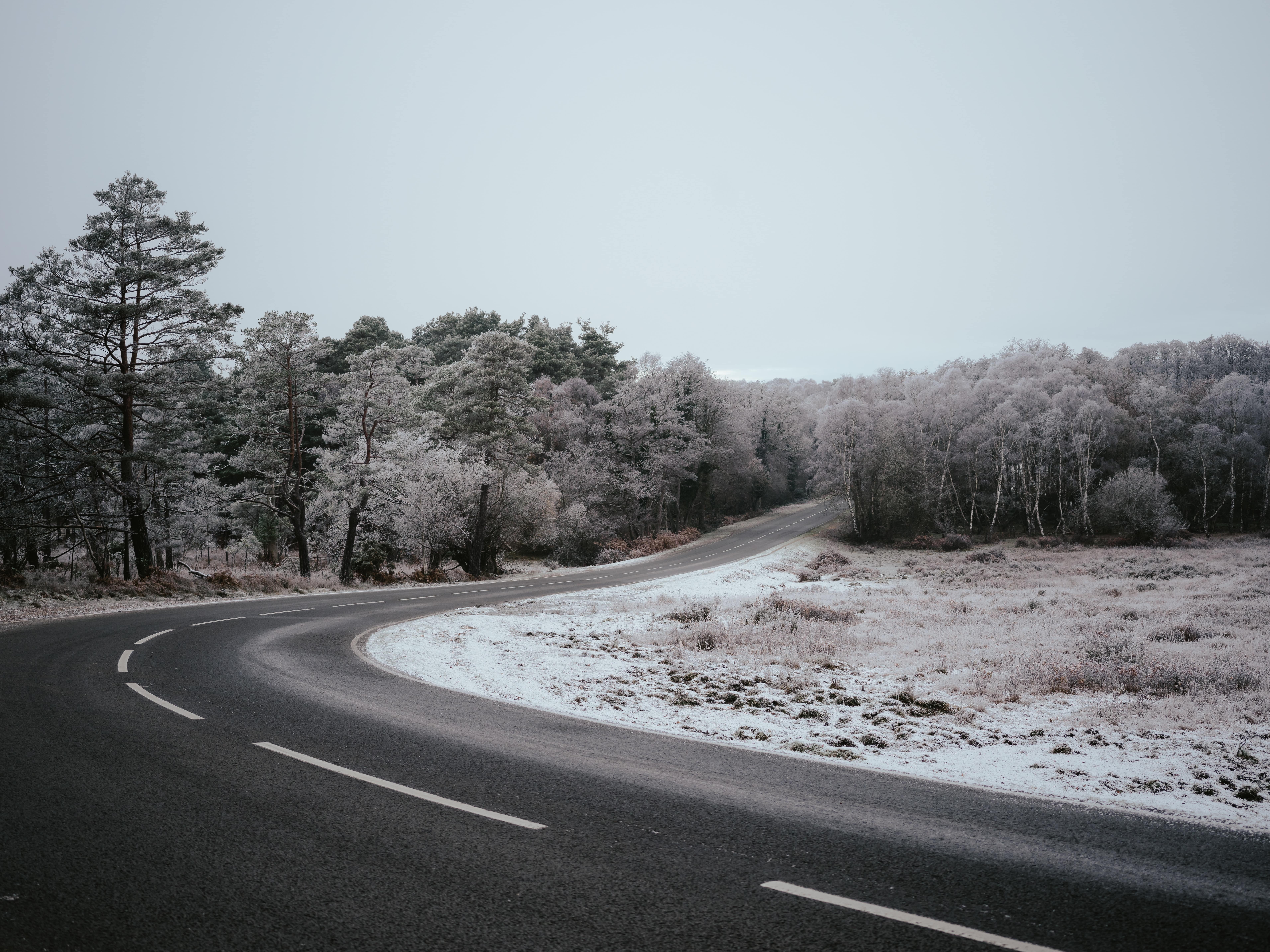 A snow-covered road. 